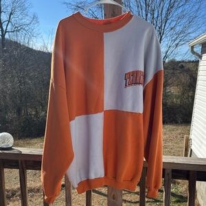 Men's Crewneck Sweater - Orange and White